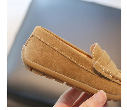 Chaussures en cuir pour garçons, couleur unie,