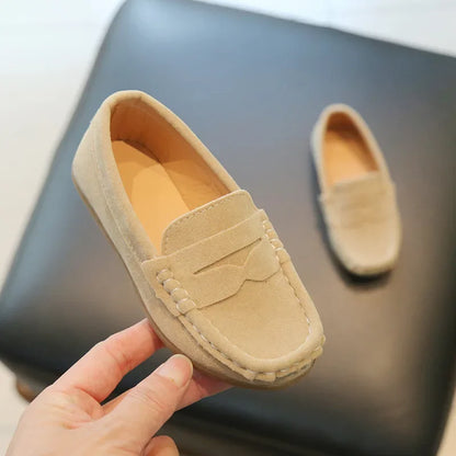 Chaussures en cuir pour garçons, couleur unie,