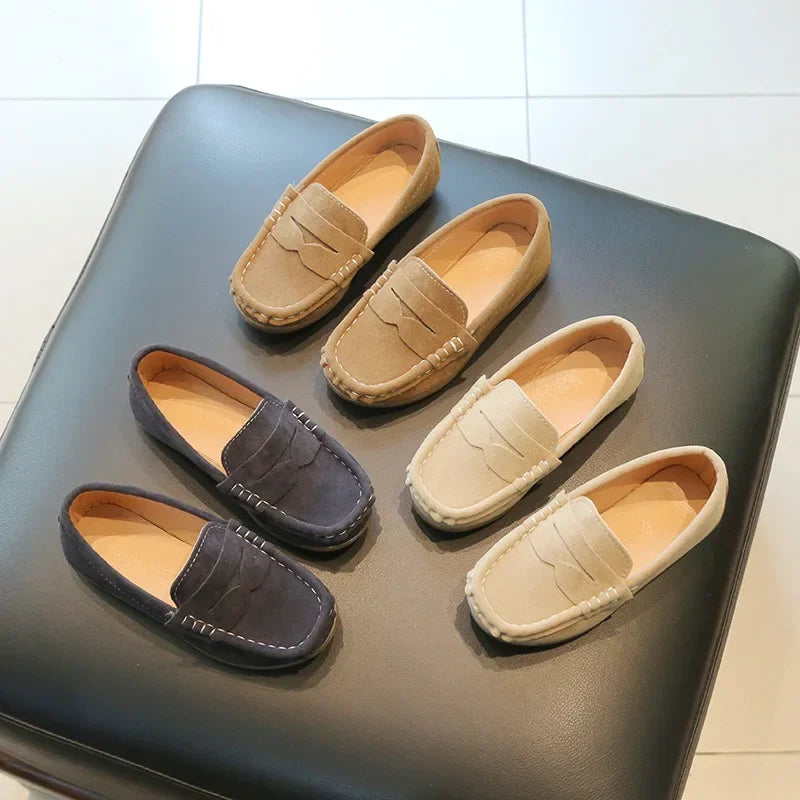 Chaussures en cuir pour garçons, couleur unie,