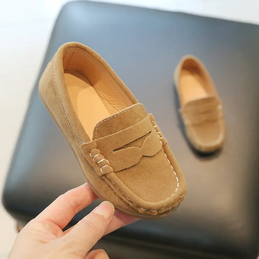 Chaussures en cuir pour garçons, couleur unie,