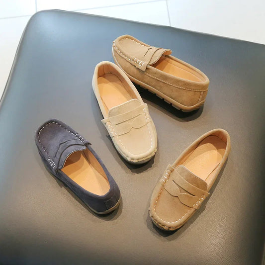 Chaussures en cuir pour garçons, couleur unie,