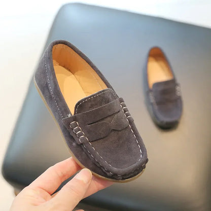 Chaussures en cuir pour garçons, couleur unie,