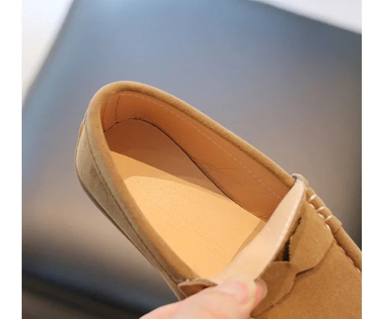 Chaussures en cuir pour garçons, couleur unie,